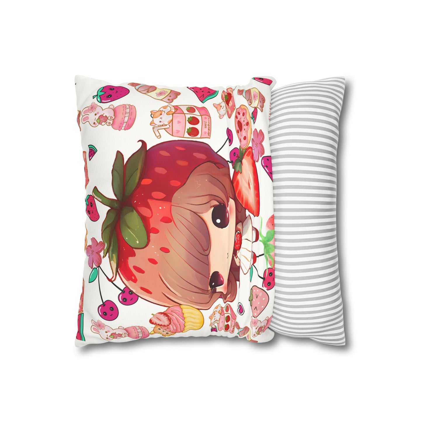 Strawberry dreams Faux Suede Square Pillowcase