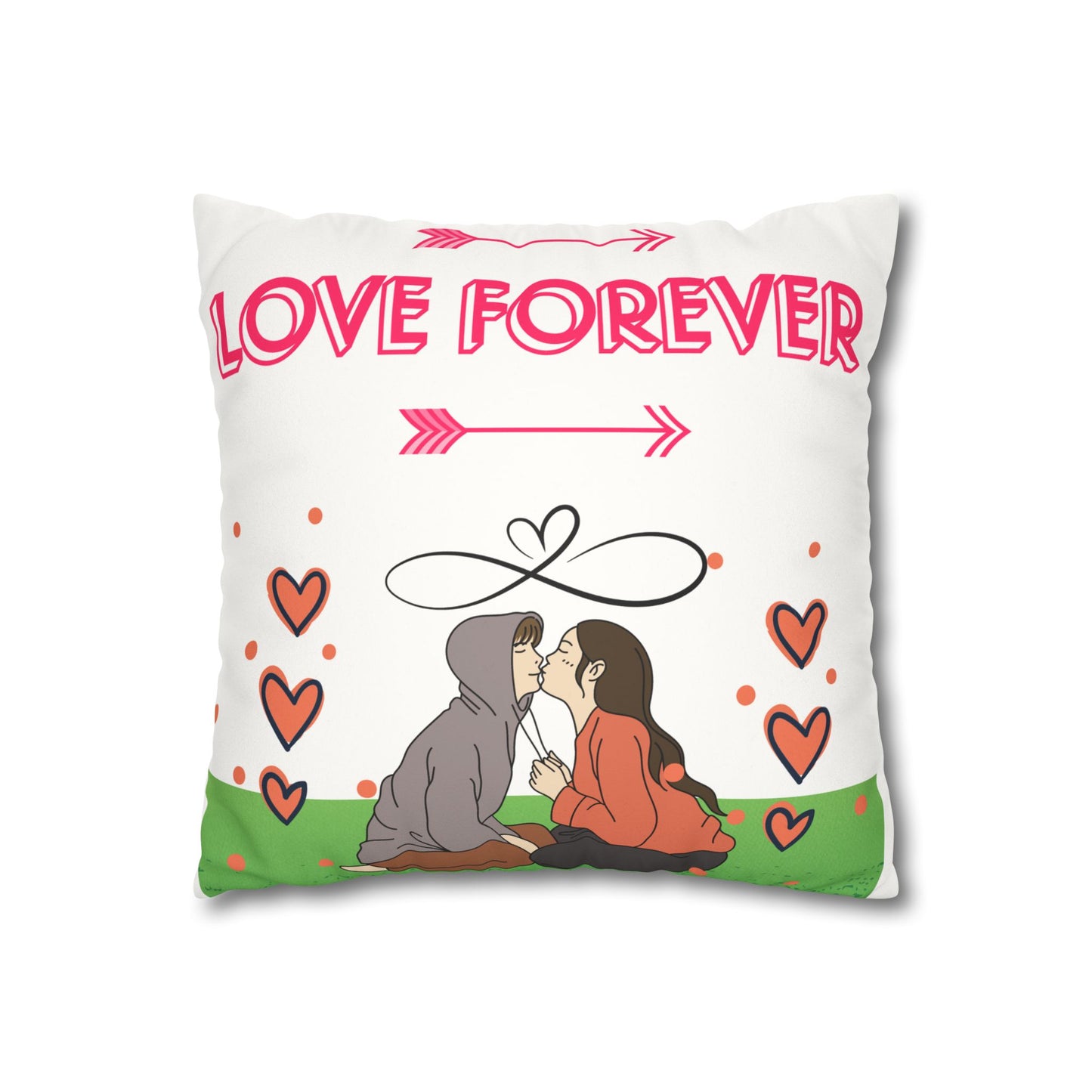 Love Forever Faux Suede Square Pillow Case