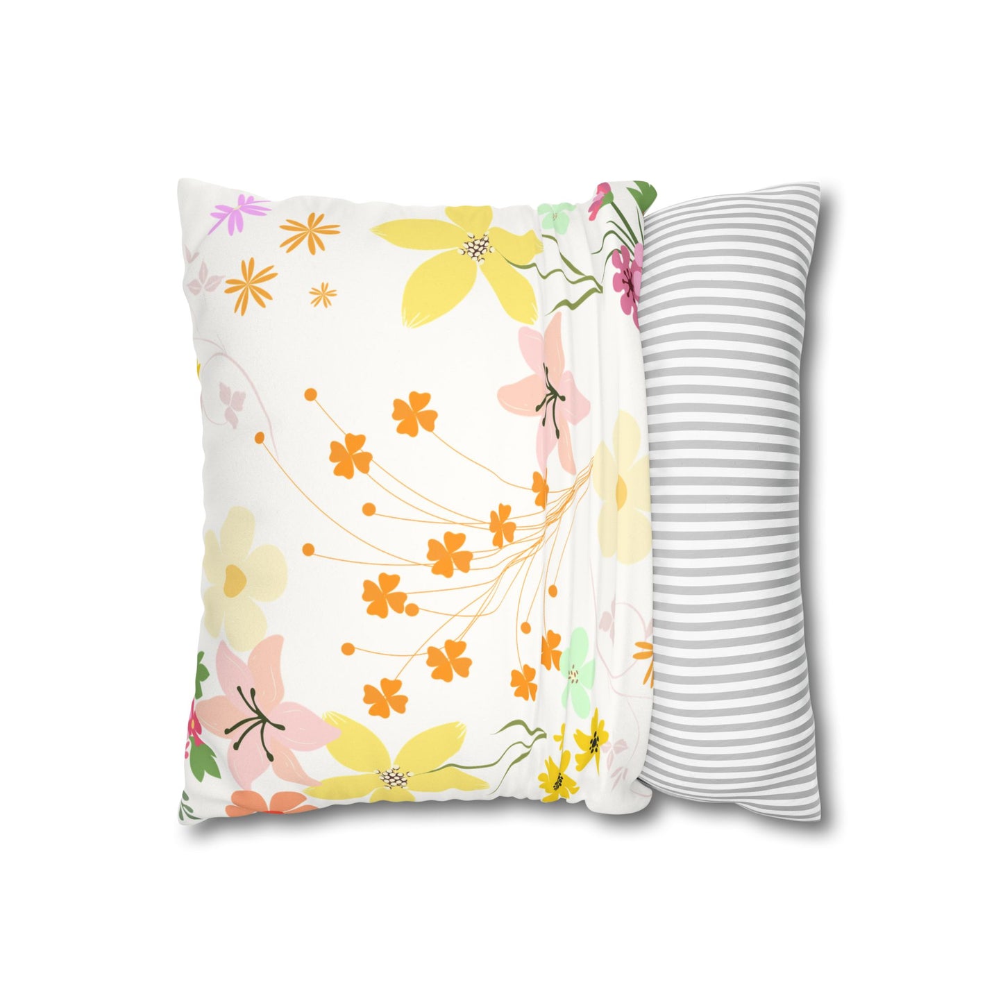 Floral Faux Suede Square Pillowcase