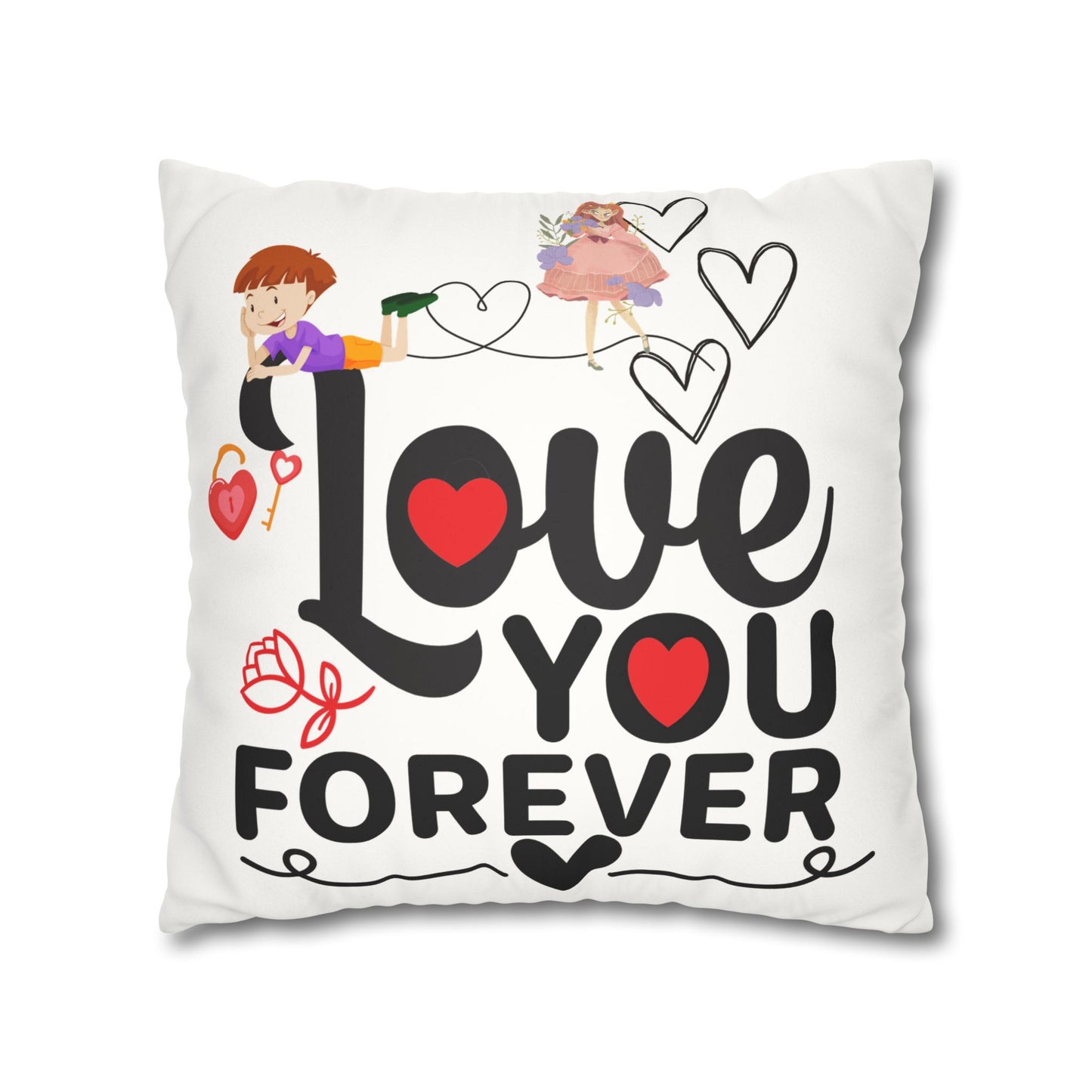 Love you Faux Suede Square Pillow Case forever
