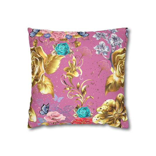 Rose Gold Faux Suede Square Pillow Case