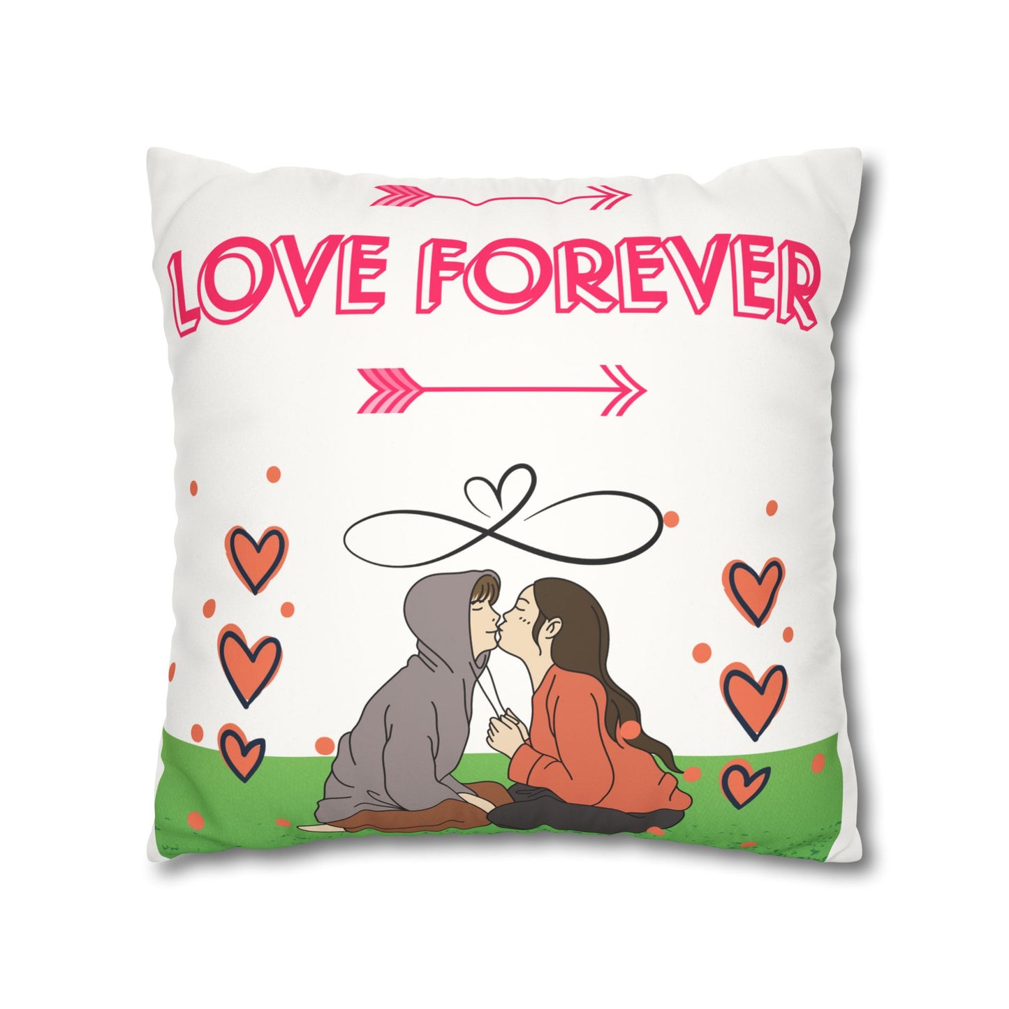 Love Forever Faux Suede Square Pillow Case