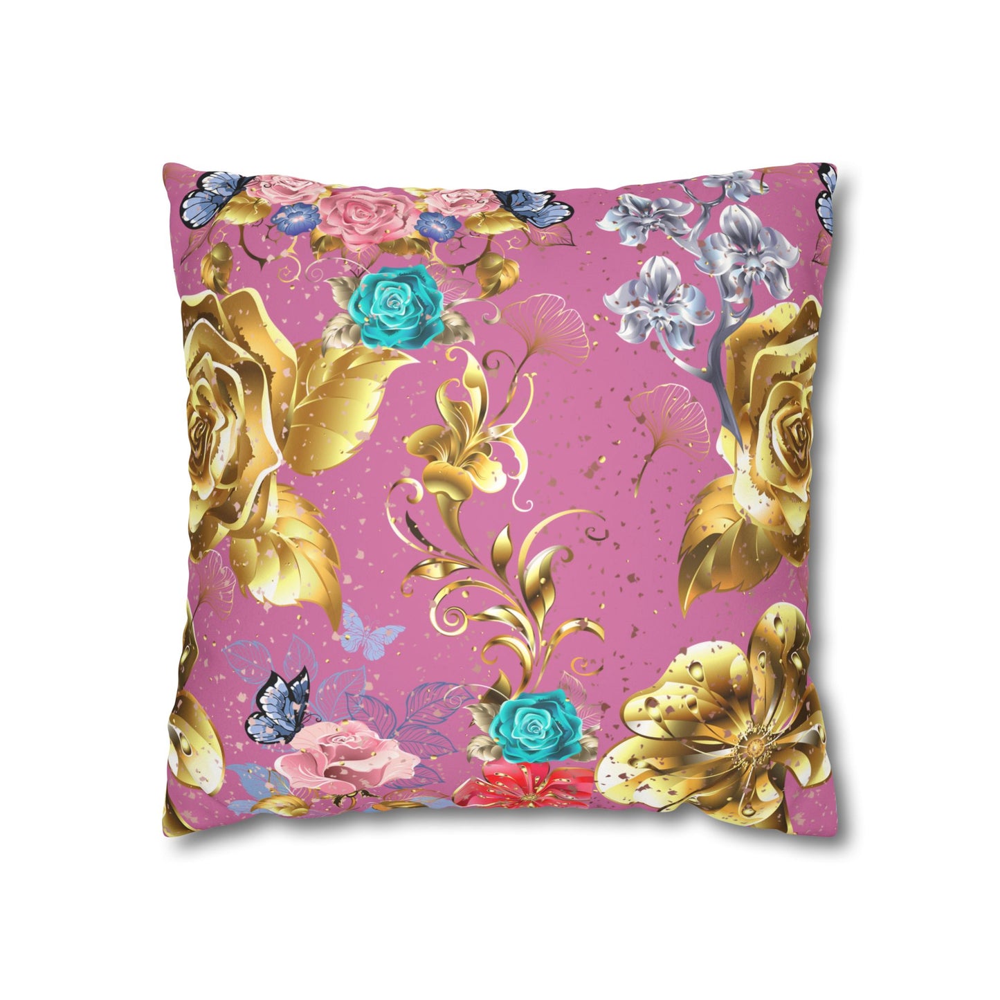 Rose Gold Faux Suede Square Pillow Case