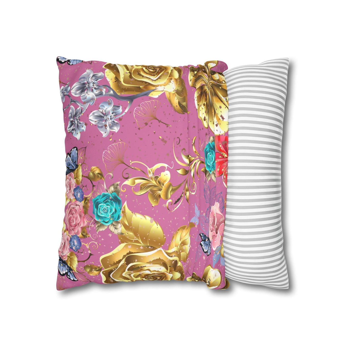Rose Gold Faux Suede Square Pillow Case