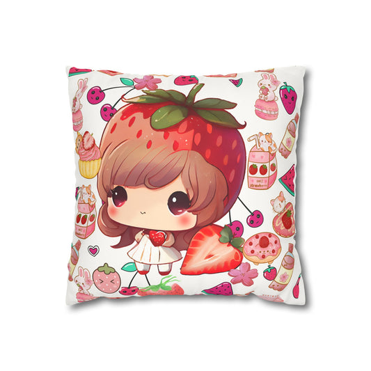 Strawberry dreams Faux Suede Square Pillowcase