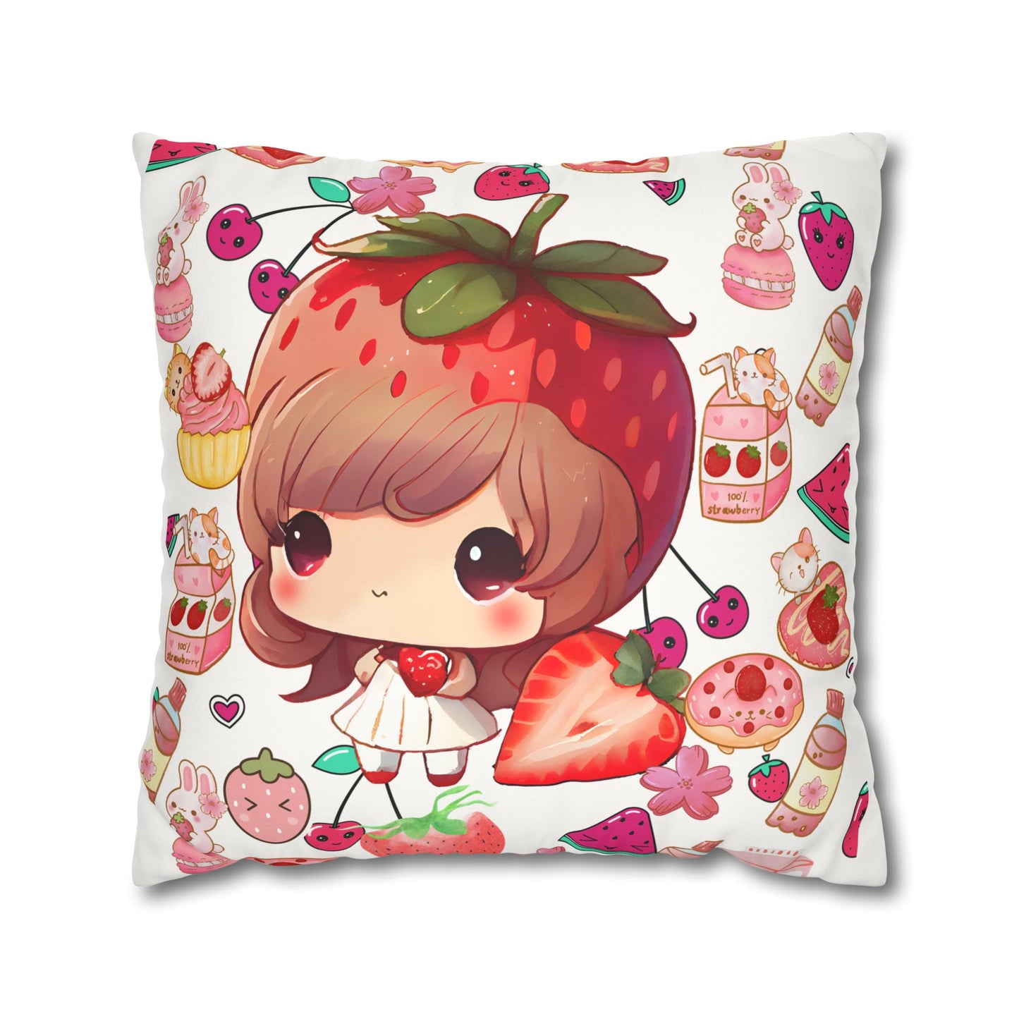 Strawberry dreams Faux Suede Square Pillowcase