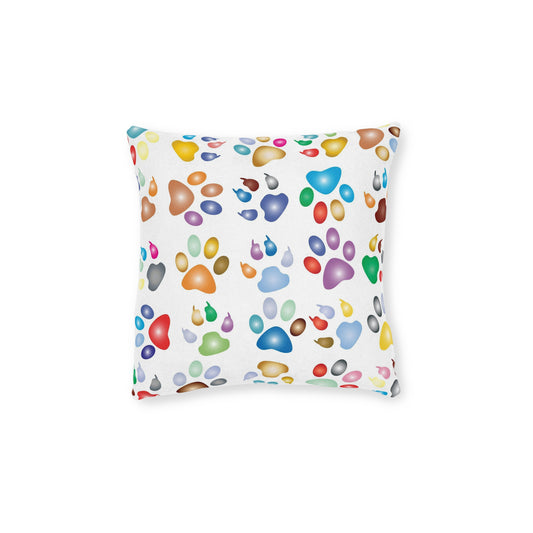 Cat Paws Square Pillow - White Back