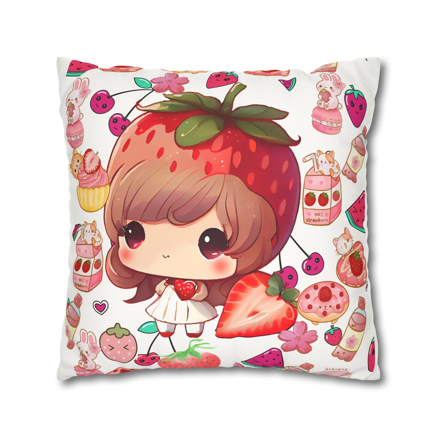 Strawberry dreams Faux Suede Square Pillowcase