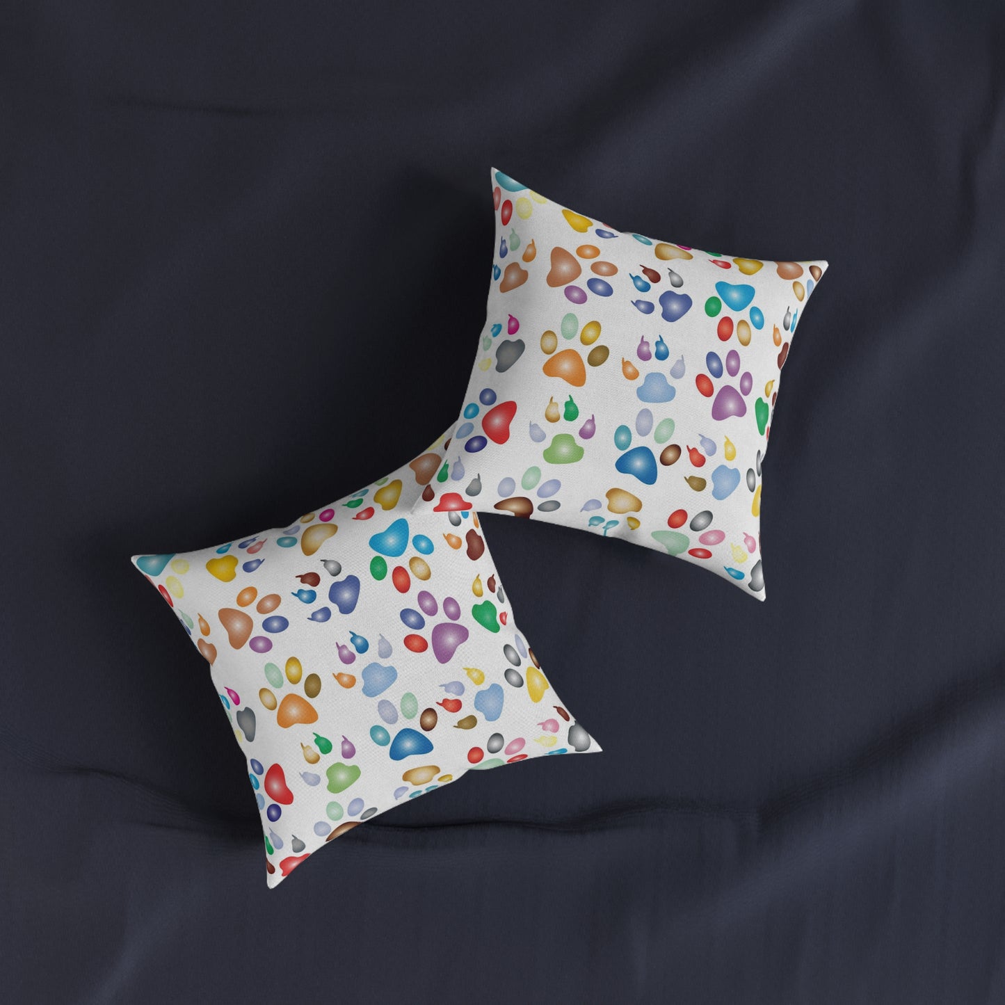 Cat Paws Square Pillow - White Back