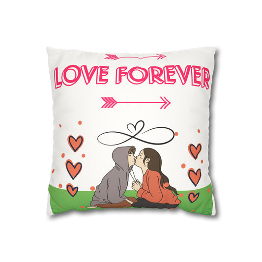 Love Forever Faux Suede Square Pillow Case