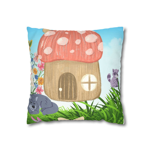 Summer cottage Faux Suede Square Pillow Case