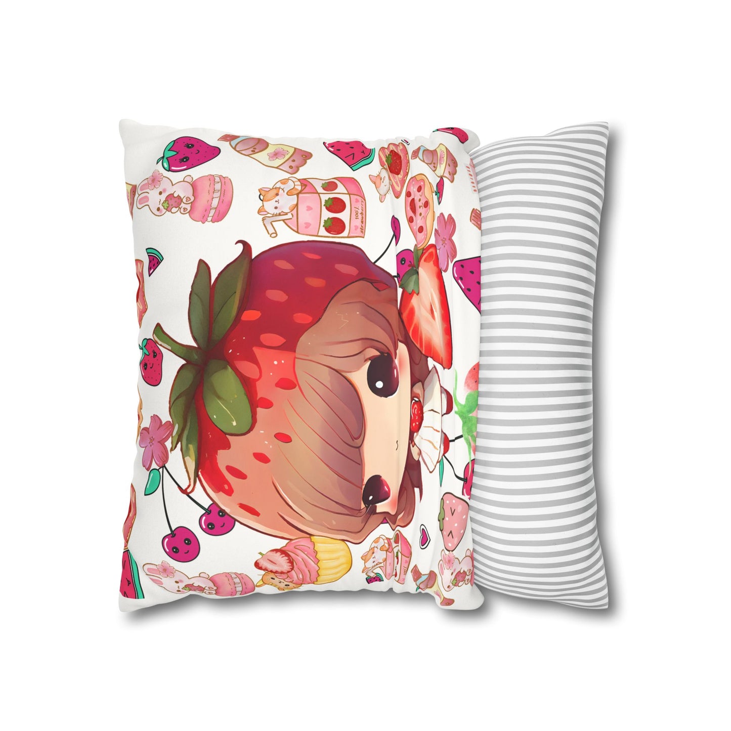 Strawberry dreams Faux Suede Square Pillowcase