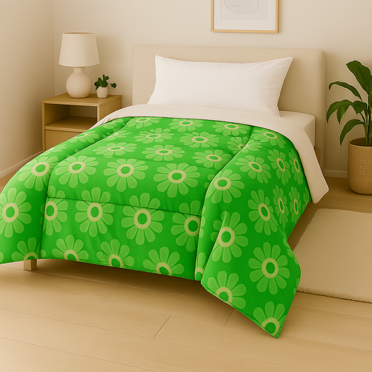 Green floral Microfiber Comforter King